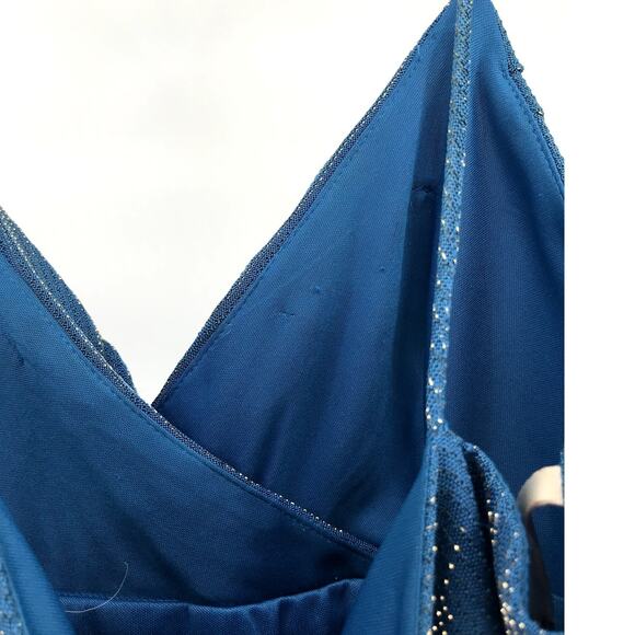 VTG 90s Y2K De Laru by Sheila Yen dress shiny prom cocktail blue maxi long dress - Picture 8 of 9